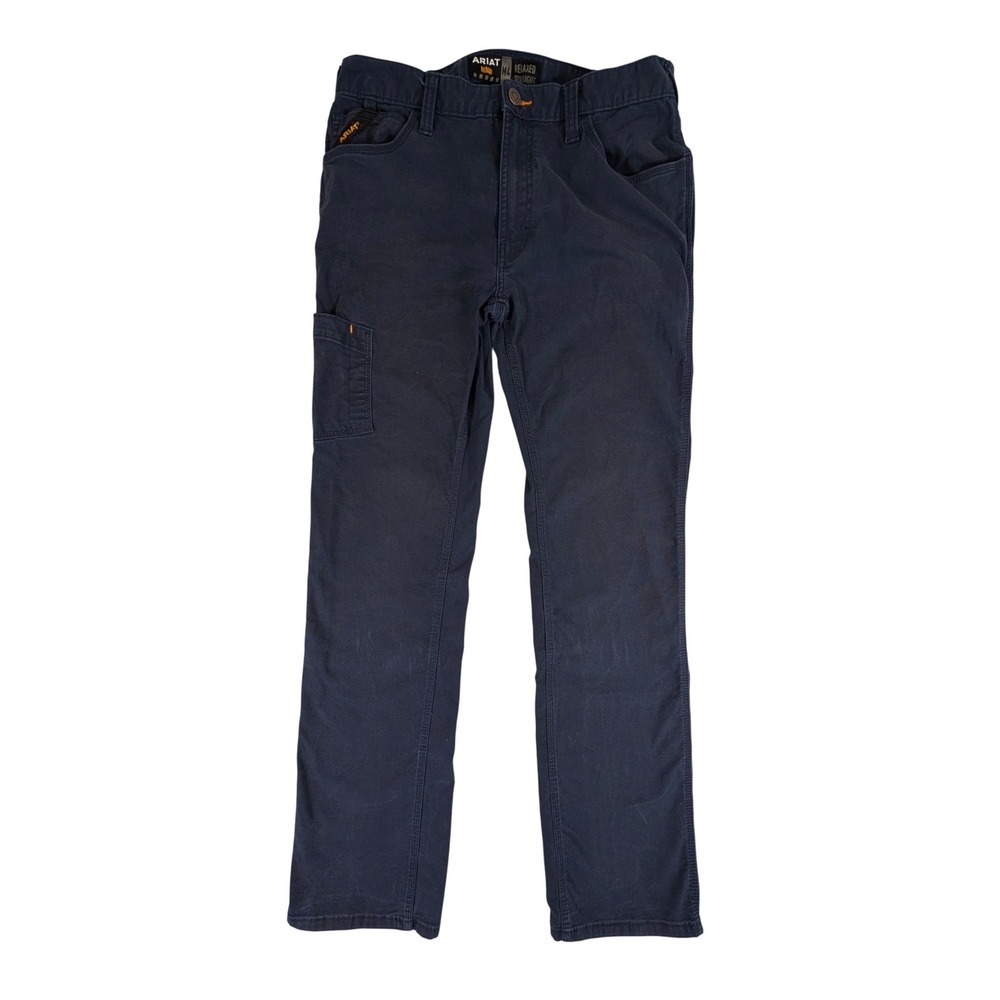 Ariat Rebar M4 Relaxed Straight Leg Pants Mens Fits 34x35  Blue Canvas Utility